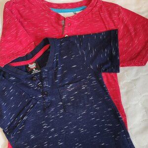 Red-Free Planet and Blue-Retro-stitch tops